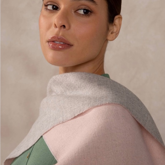 Baby pink & grey reversible Alpaca scarf, women scarf, winter scarf - Picture 2 of 2